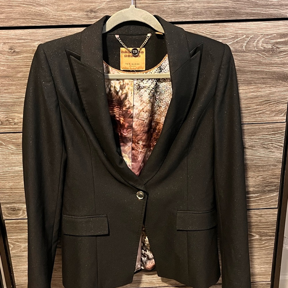 Ted Baker Black Blazer With Patterned Lining - image 1